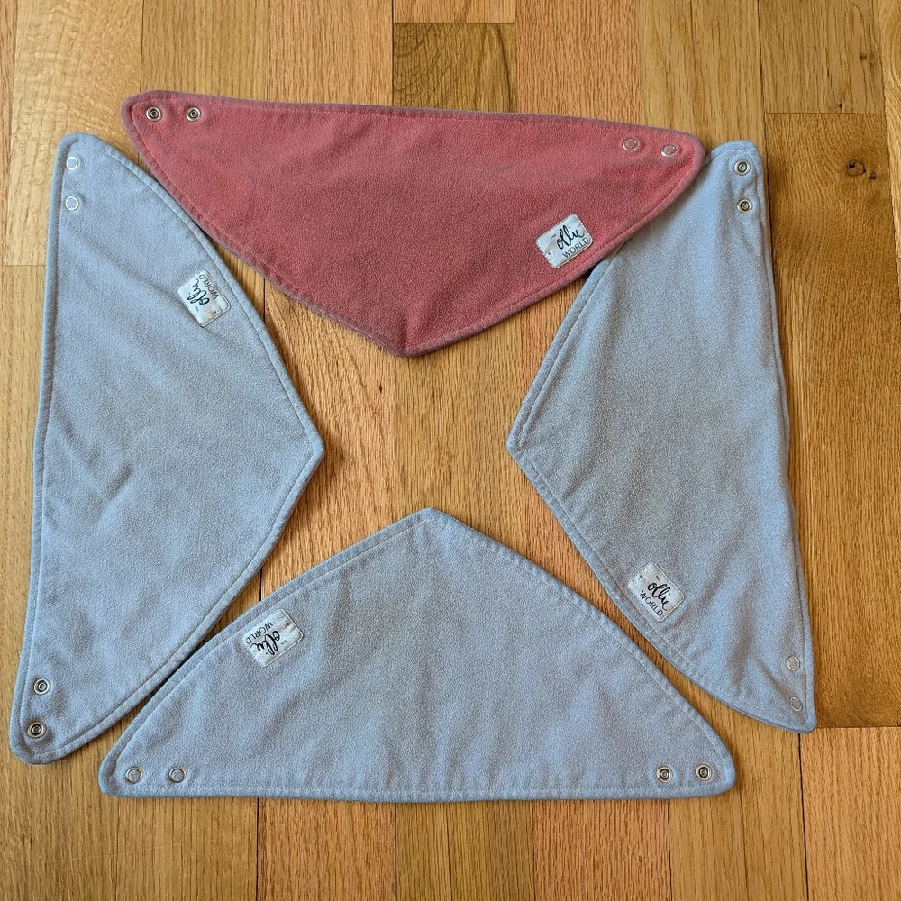 Ollie World Baby Bandana Bib - Lot Of 8 Grey Olive Green Blue Pink
